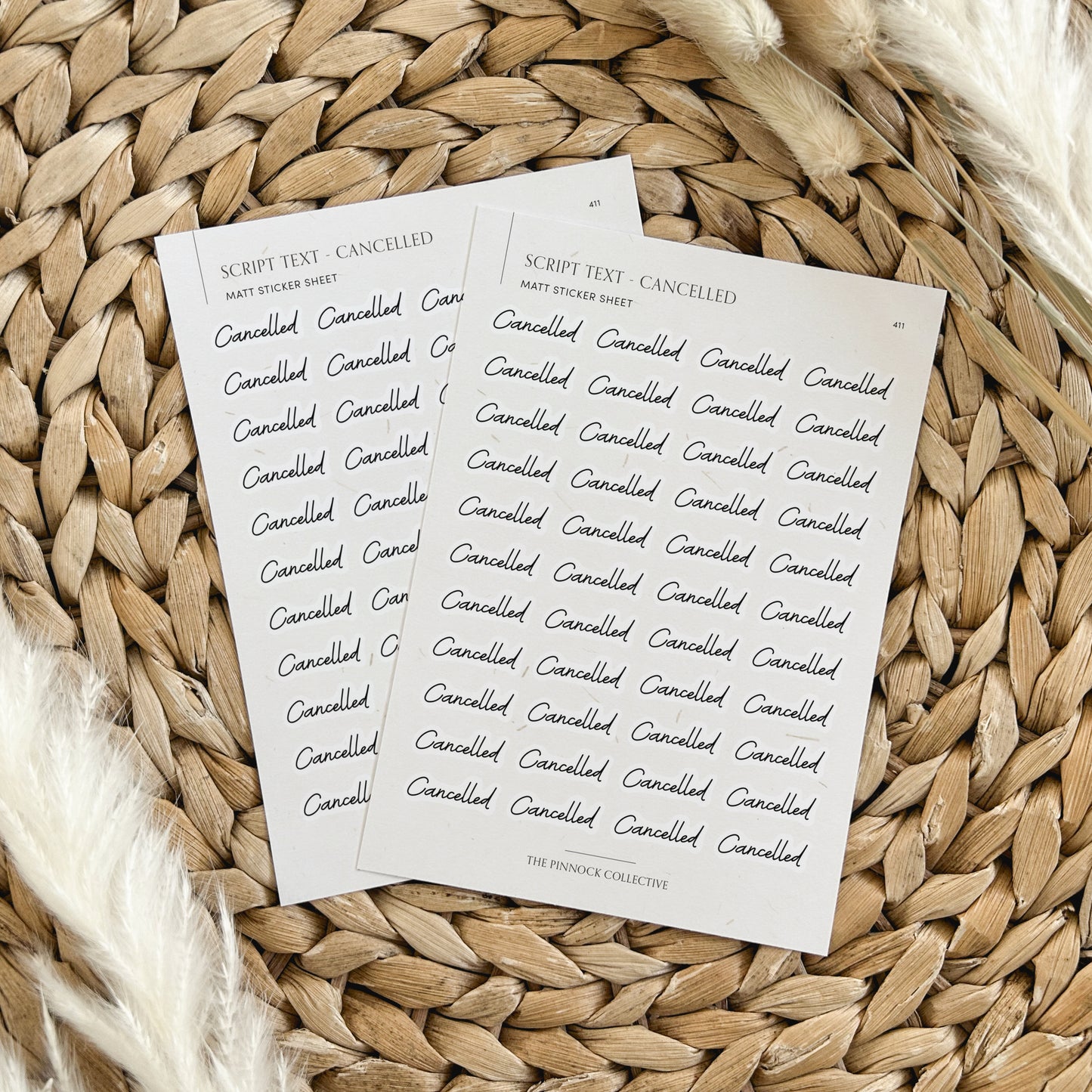 Cancelled Script Text Sticker Sheet