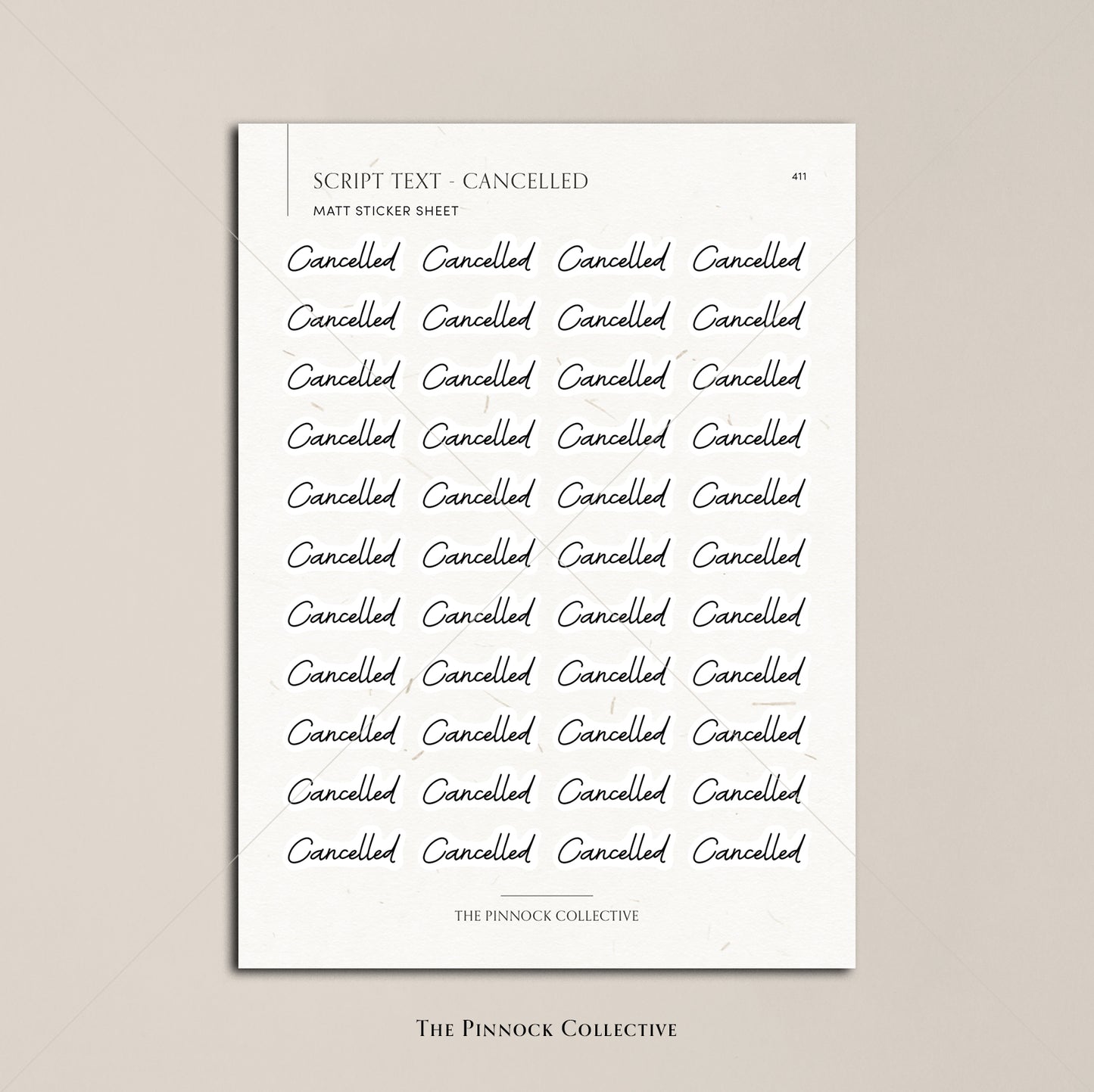 Cancelled Script Text Sticker Sheet
