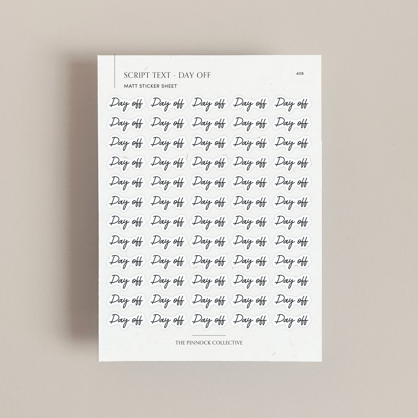 Day Off Script Text Sticker Sheet