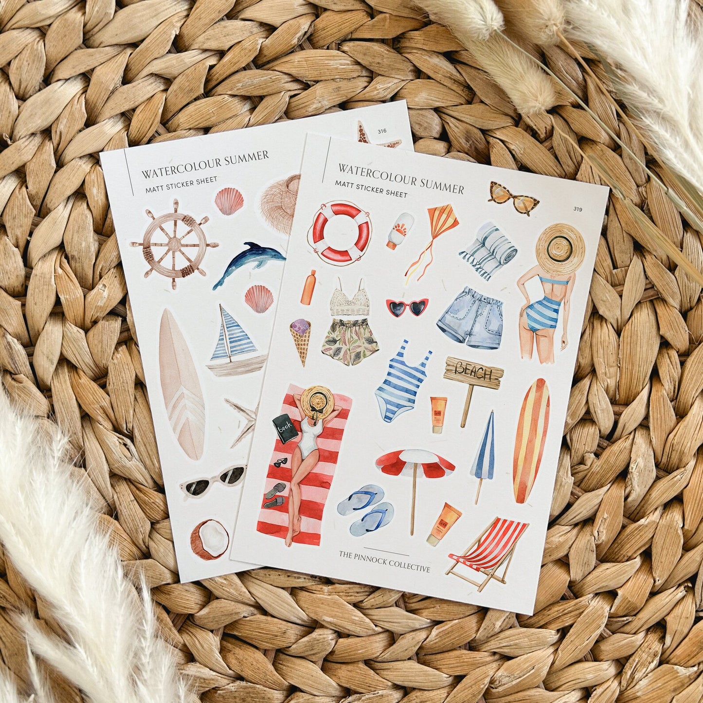 Watercolour Summer Sticker Sheet Bundle