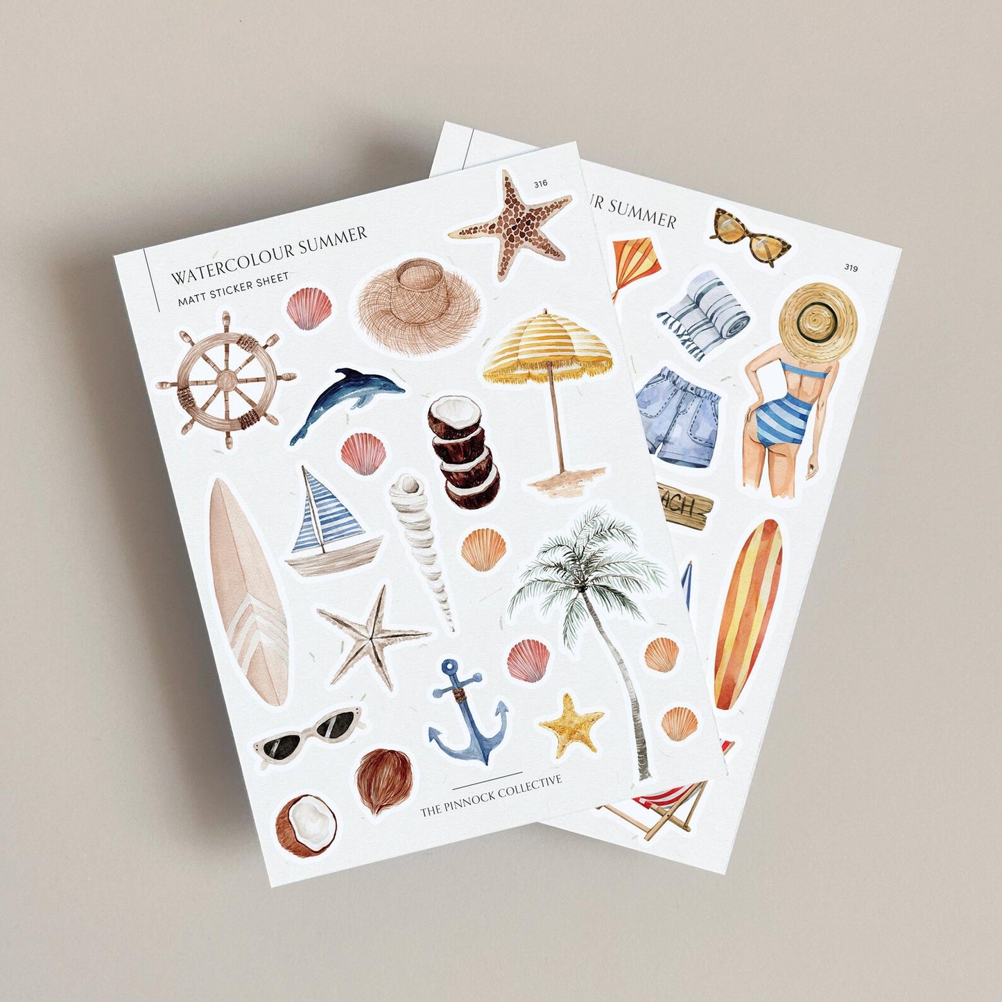 Watercolour Summer Sticker Sheet Bundle