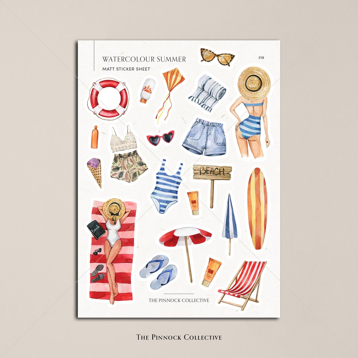 Watercolour Summer Sticker Sheet Bundle