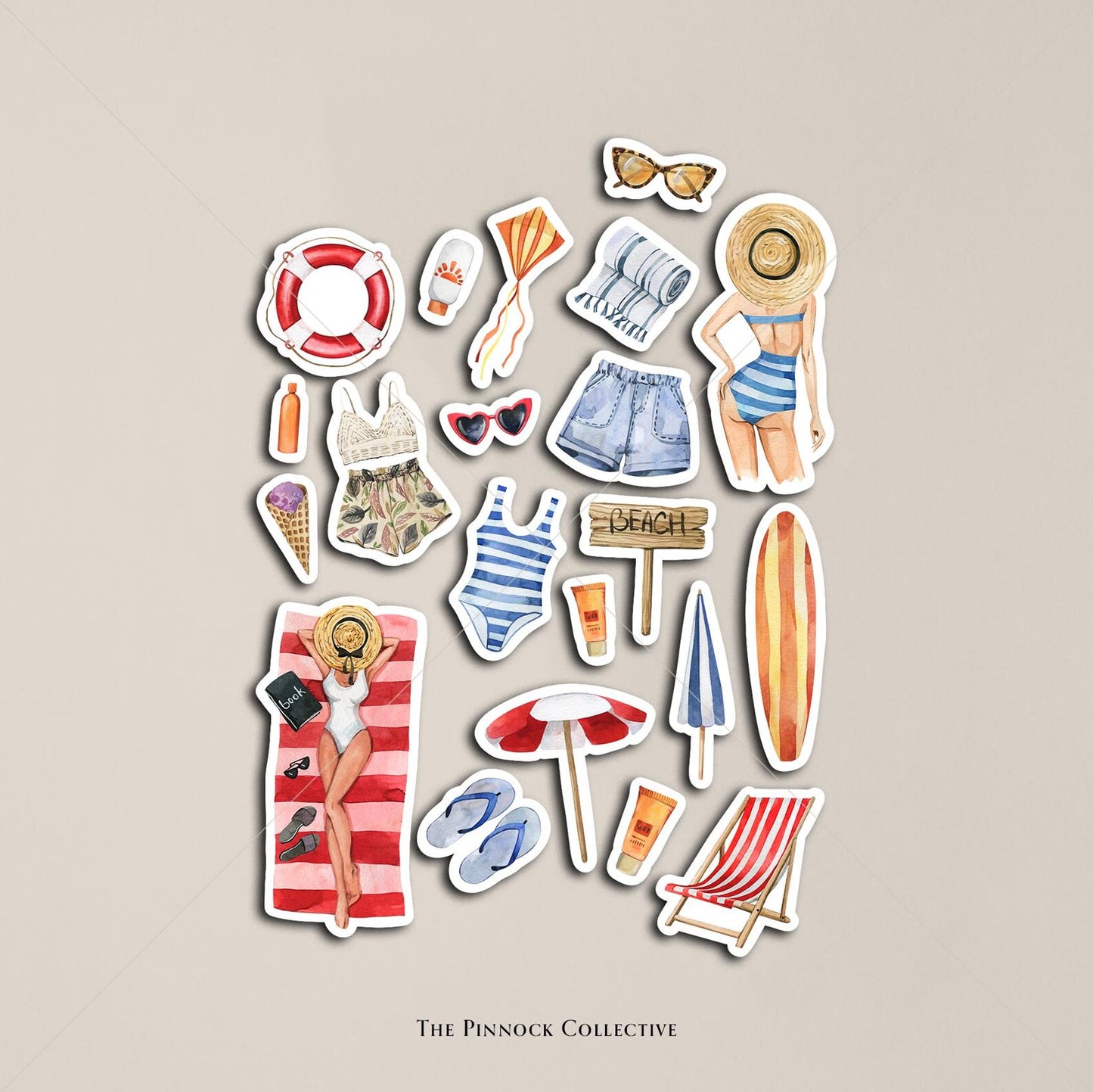 Watercolour Summer Sticker Sheet Bundle