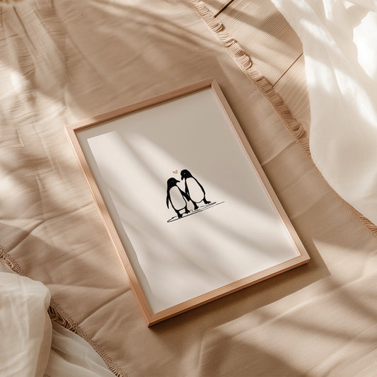 Penguins in Love Art Print