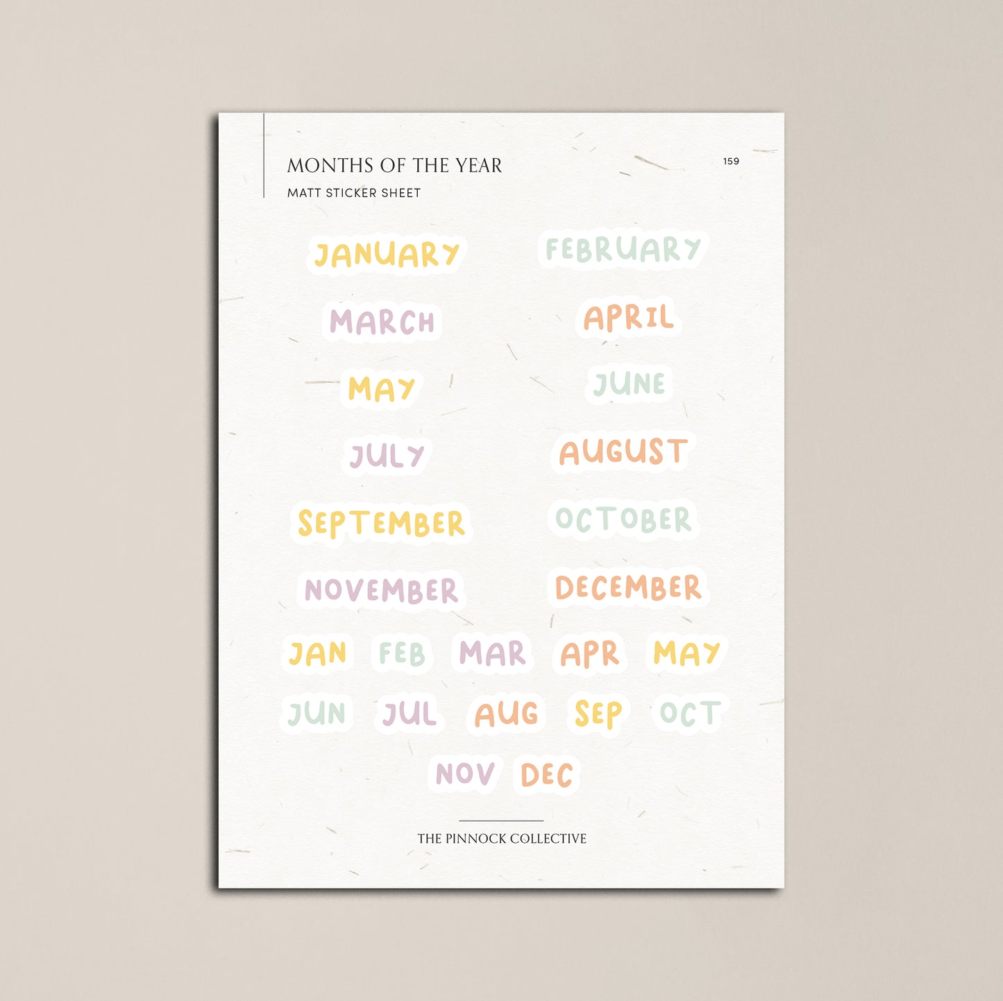 Months of the Year Planner Sticker Sheet