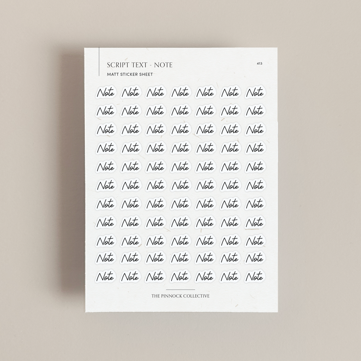 Note Script Text Sticker Sheet