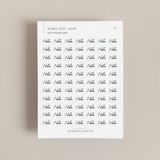 Note Script Text Sticker Sheet