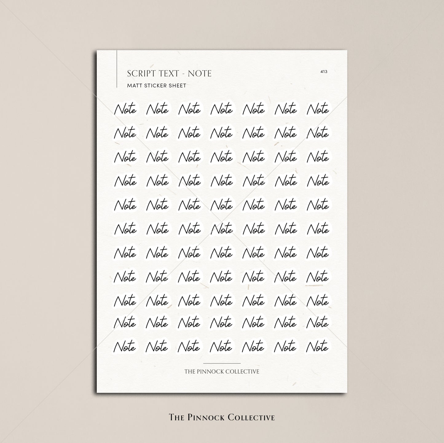 Note Script Text Sticker Sheet