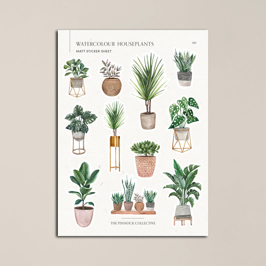 Watercolour Houseplants Sticker Sheet