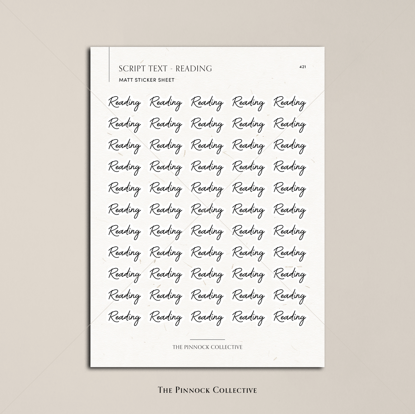 Reading Script Text Sticker Sheet