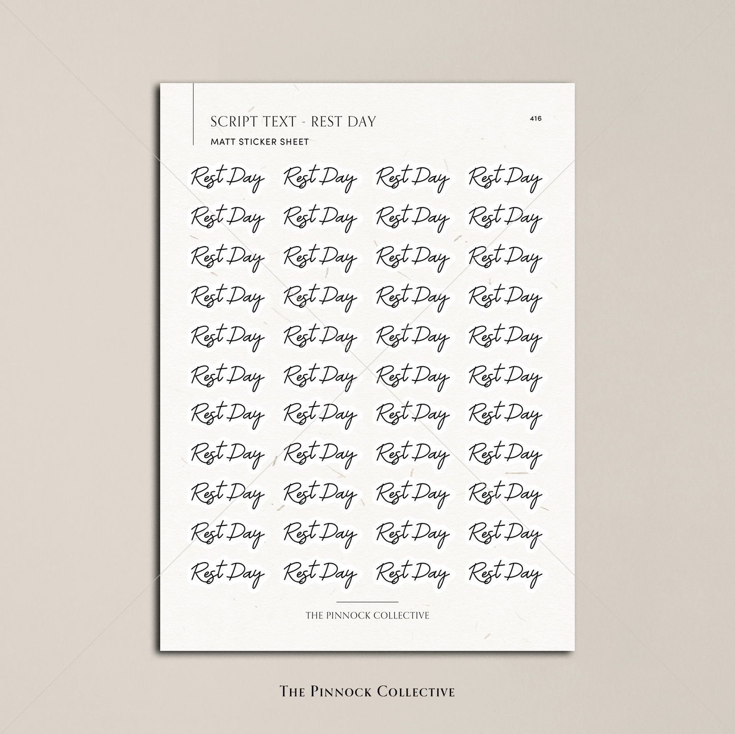 Rest Day Script Text Sticker Sheet