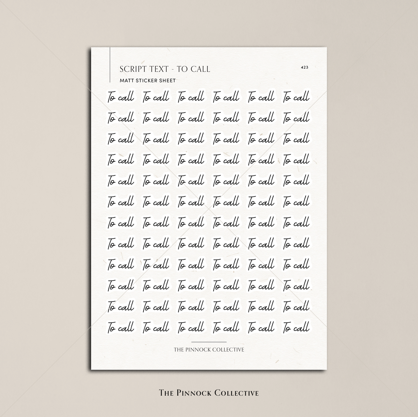 To Call Script Text Sticker Sheet