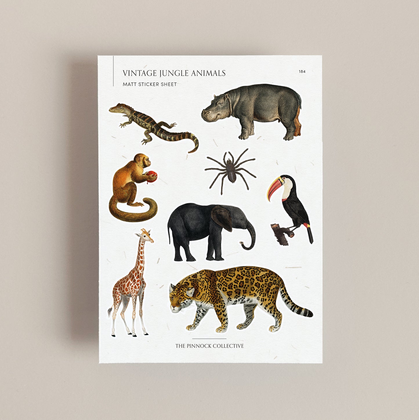 Vintage Jungle Animals Sticker Sheet