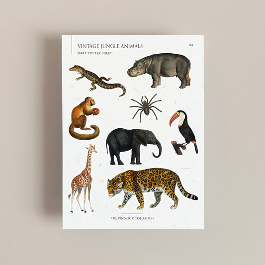 Vintage Jungle Animals Sticker Sheet