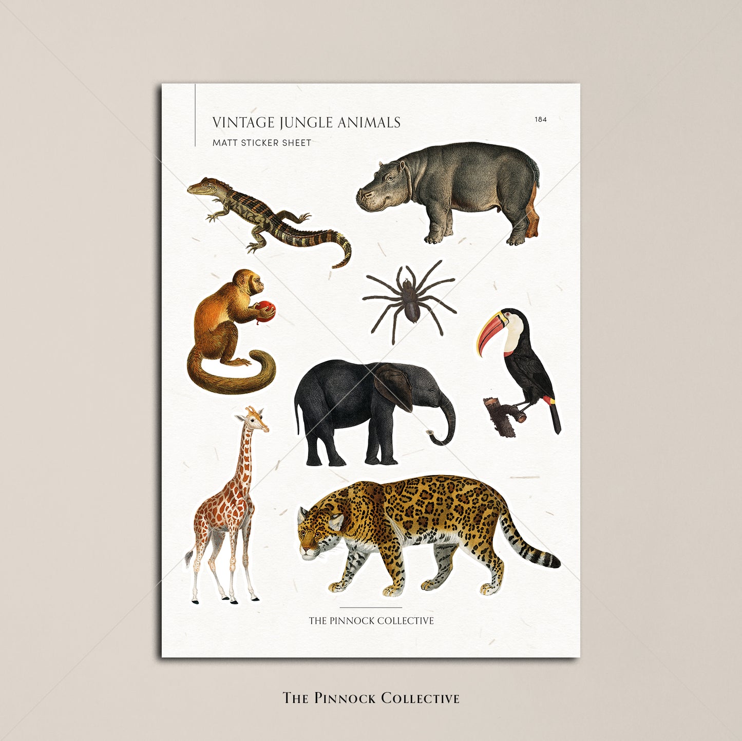 Vintage Jungle Animals Sticker Sheet