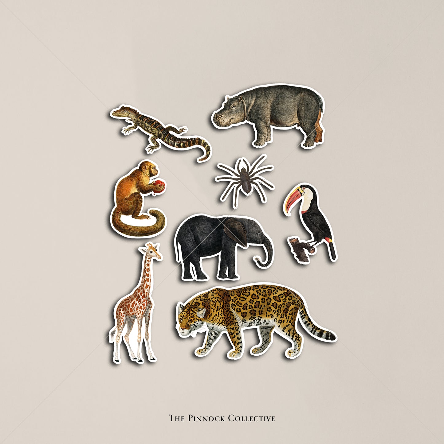 Vintage Jungle Animals Sticker Sheet