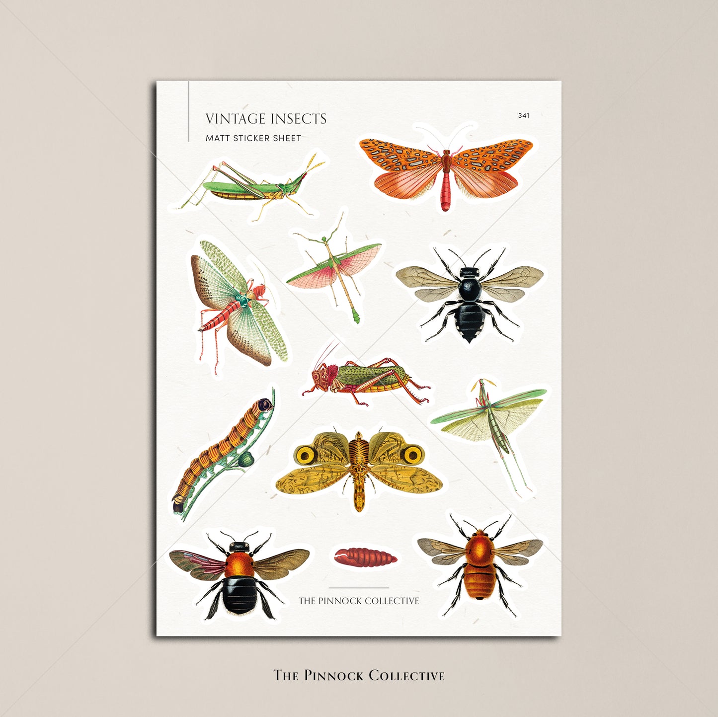 Vintage Insects Sticker Sheet