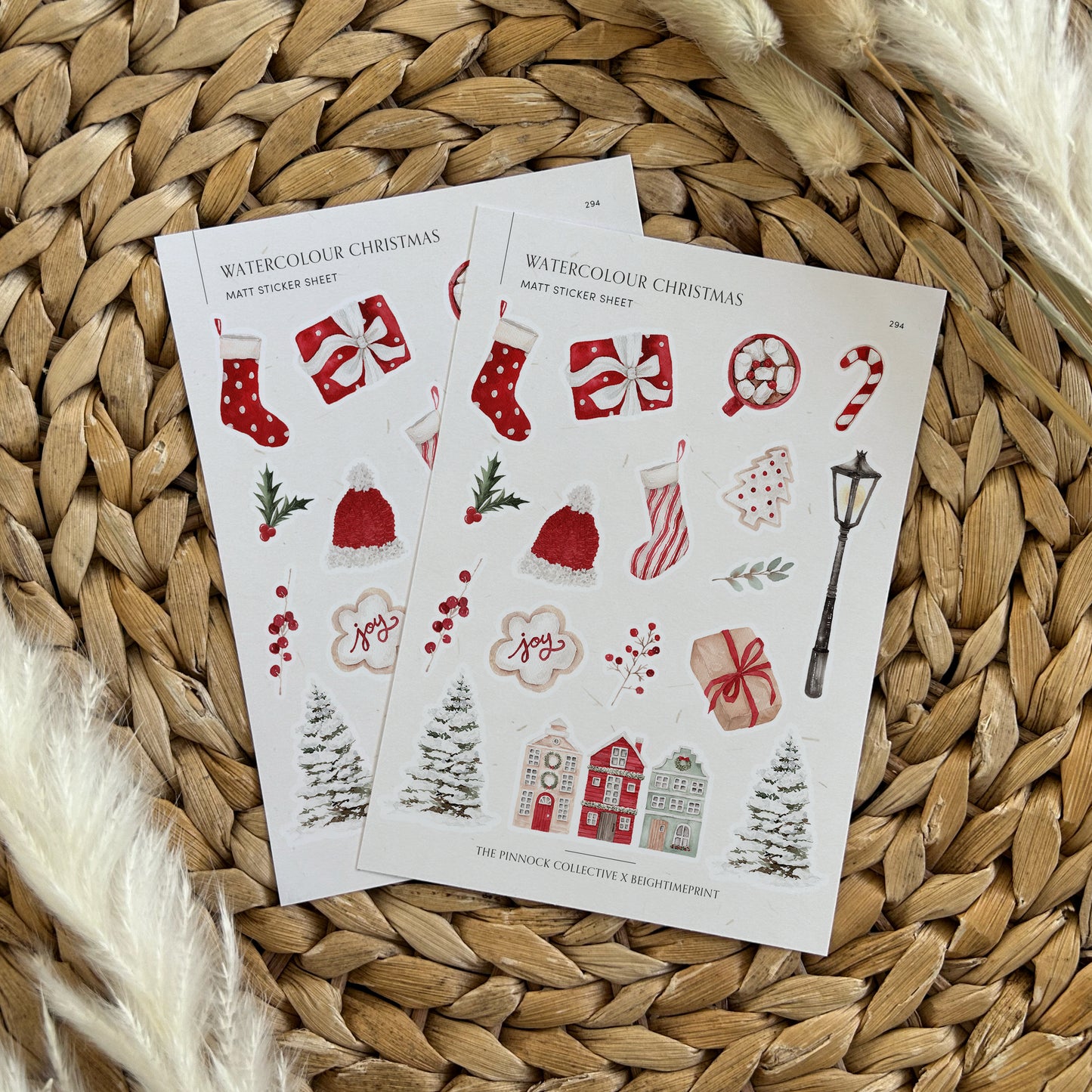 Watercolour Christmas Sticker Sheet