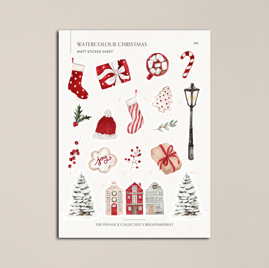 Watercolour Christmas Sticker Sheet