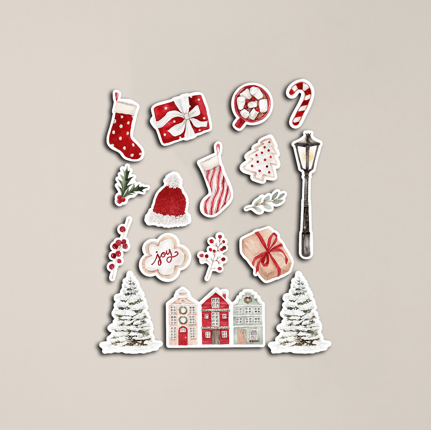 Watercolour Christmas Sticker Sheet