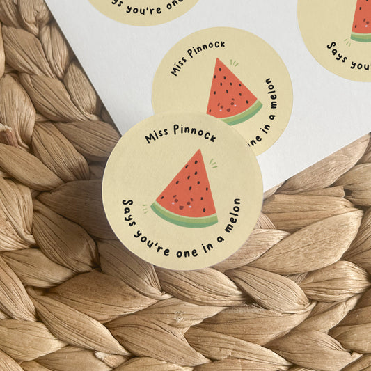 Watermelon themed personalised Teacher Sticker