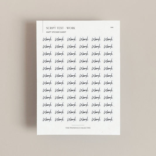 Work Script Text Sticker Sheet